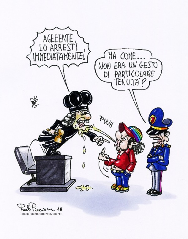 Sputare in faccia qualcuno non &egrave; pi&ugrave; reato...&rdquo;dal nostro vignettista Paolo Piccione